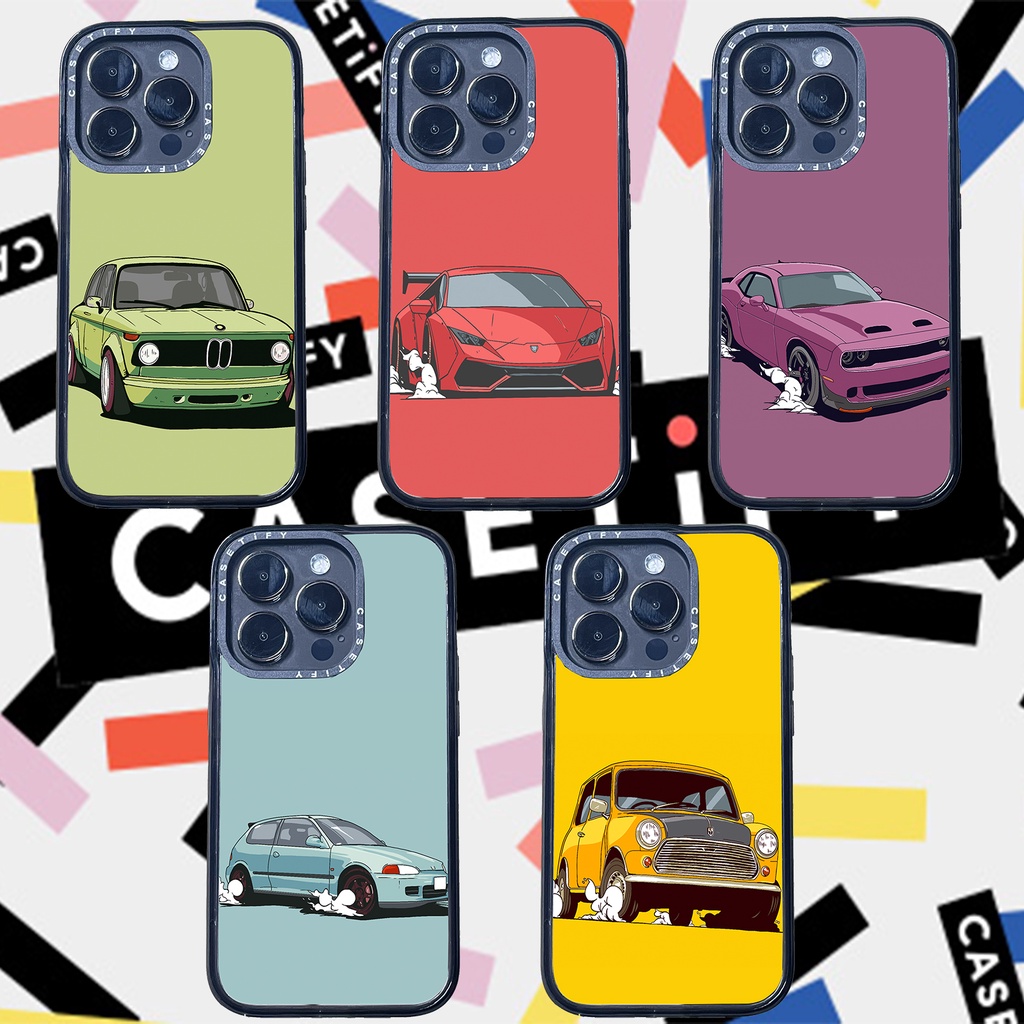 Casetify X CAR Series เคสอะคริลิค TPU ใส ขอบดํา พร้อมโลโก้แกะสลัก สําหรับ Apple IPhone 11 12 13 14 Pro Max
