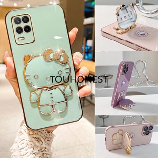 เคส Realme 8 Pro เคส Realme 8i Casing Realme V13 V23 Case Realme GT Neo 3 Cases Realme Q3i Q3S Case Realme Q5i Case Realme Q3 Pro Case Realme Narzo 50 Cute Anime Cartoon Vanity Mirror Hello Kitty Holder Phone Cover Case With Metal Sheet TK โทรศัพท์มือถือ