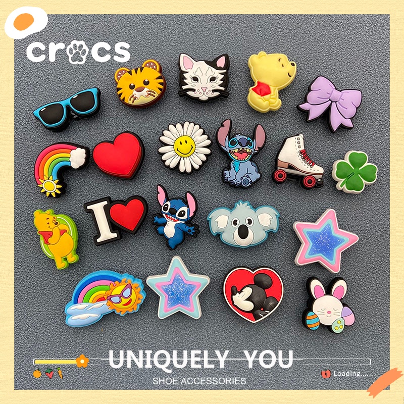 Crocs jibbitz charms การ์ตูนน่ารัก รูรองเท้า ดอกไม้ DIY อุปกรณ์ตกแต่ง สําหรับ