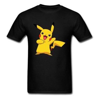 เสื้ Pikachu Pokemon เสื้อใหม่สีดำสำหรับผู้ชายญี่ปุ่นอะนิเมะท็อปส์ 80s Graphic Tee Shirts MensS-5XL