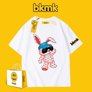 Bkmk ใหม่ เสื้อยืดลําลอง แขนสั้น ทรงหลวม พิมพ์ลายกระต่าย แฟชั่นฤดูใบไม้ผลิ ฤดูร้อน สําหรับผู้ชาย คู่รัก