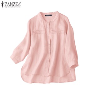 Zanzea เสื้อเชิ้ตยาว แขน 3/4 ผ่าหน้า หลังสั้น แฟชั่นสําหรับสตรี