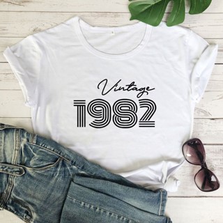 Vintage 1982 T-shirt Funny Custom Birthday Gift Tshirt High Quality Women Graphic Original 1982 Tops Tees_03