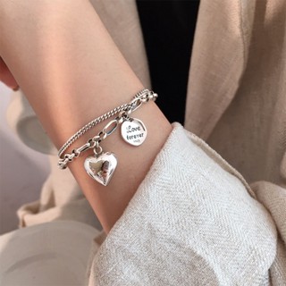 New Love Double Layer Pendant Bracelet Mens and Womens Chain Circle Pendant Bracelet Couple Personality Elegant Jewelry Gift