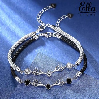 Ellastore123 กําไลข้อมืออัลลอย แบบถัก ปรับได้ สําหรับผู้หญิง และผู้ชาย 1 ชิ้น