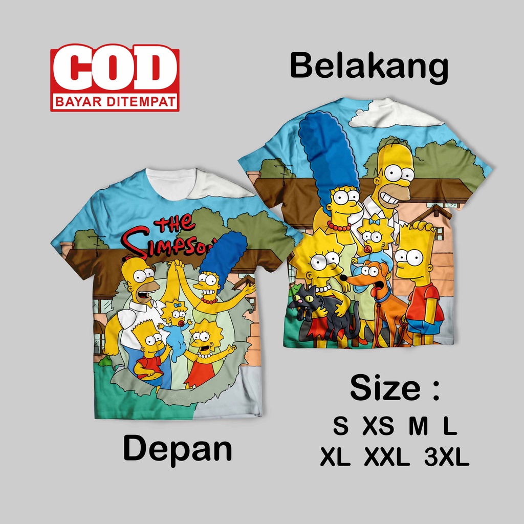 เสื้อยืดพิมพ์ลาย The Simpson Full | การ์ตูน การ์ตูน | เสื้อยืด AOP Simpson หน้าหลัง
