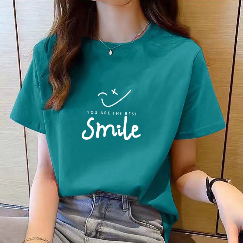 เสื้อยืดคอกลม แขนสั้น พิมพ์ลายการ์ตูน ทรงหลวม สไตล์เกาหลี แฟชั่นสําหรับผู้หญิง