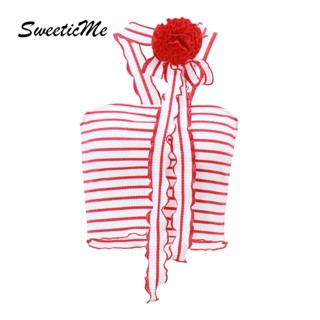 Sweeticme ใหม่ เสื้อกั๊ก แขนกุด ลายทาง ลําลอง แฟชั่นสําหรับสตรี 2023