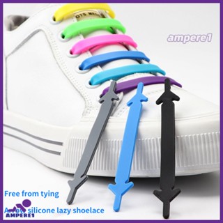 12 Pcs Lazy Elastic Shoelaces ซิลิโคน Arrow-Toe Tie-Free Laces สำหรับเด็กและผู้ใหญ่-AME1