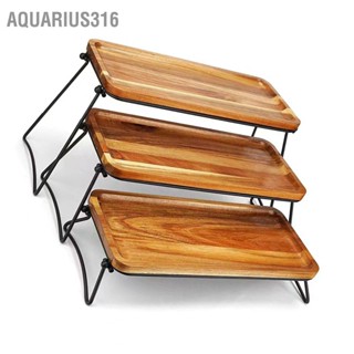 Aquarius316 ถาดไม้ ทรงสี่เหลี่ยมผืนผ้า 3 ชั้น สําหรับวางโชว์