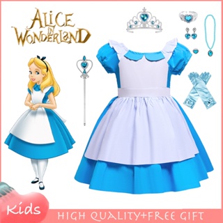 เครื่องแต่งกาย ชุดแม่บ้านเจ้าหญิง Alice in Wonderland เหมาะกับปาร์ตี้ฮาโลวีน คริสต์มาส สําหรับเด็กผู้หญิงวัยหัดเดิน