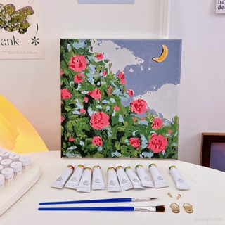 Lyhome diy ภาพวาดน้ำมันดิจิตอลของเด็กเติมสีให้รักษา ภาพวาดโพรคริลิคน่ารัก