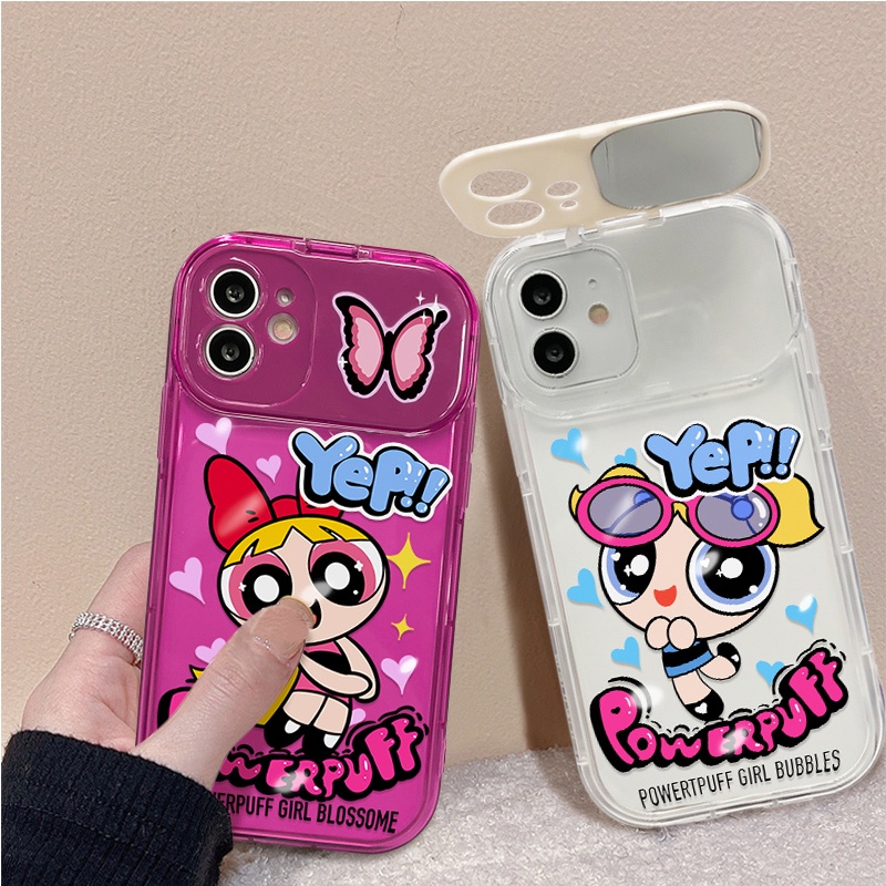 เคสโทรศัพท์มือถือ กันกระแทก กันรอยกล้อง ลายการ์ตูนเด็กผู้หญิง พร้อมกระจก สําหรับ IPhone 11 Pro Max 12 Pro Max X XR XS Max 7 8 Plus 13 Pro Max 14 Pro Max