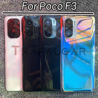 ฝาครอบแบตเตอรี่ด้านหลัง แบบใส พร้อมเลนส์กล้อง และสติกเกอร์กาว สําหรับ Xiaomi POCO F3