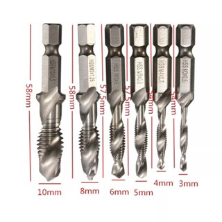 ชุดดอกสว่านต๊าปเกลียว M3 - M10 6 ดอก Titanium PHSS Screw Thread Metric Tap Drill BitsScre Machine[MonQiQi จุดในกรุงเทพฯ]