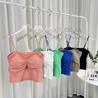 เสื้อกล้าม เสริมความงาม สีพื้น พร้อมแผ่นบรา สําหรับผู้หญิง