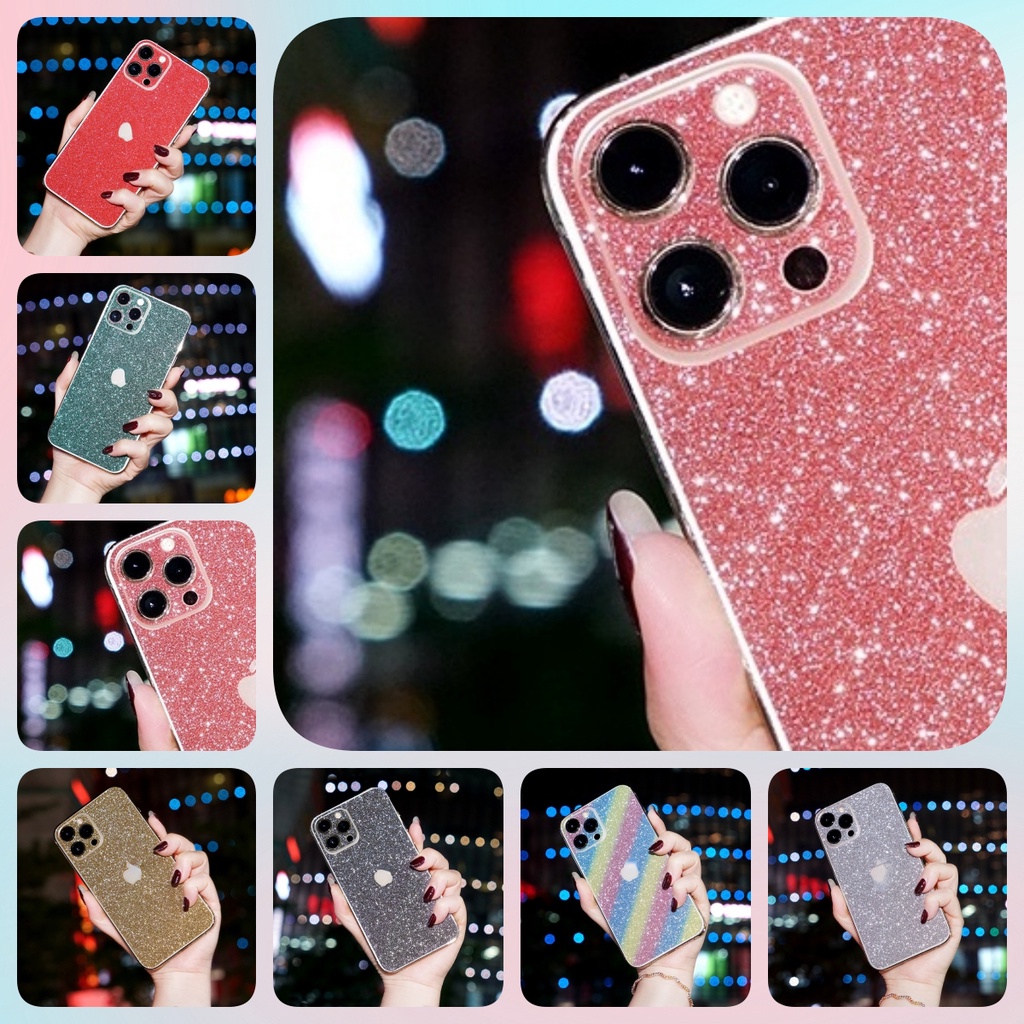ฟิล์มสติกเกอร์ ป้องกันด้านหลัง ประดับกลิตเตอร์ หรูหรา สําหรับ IPhone 15Pro 15 ProMax 14 14Plus