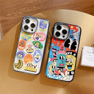 【Minions Super Sticker】CASETIFY เคสป้องกันโทรศัพท์มือถืออะคริลิค แบบแม่เหล็ก ลายตัวอักษร สําหรับ iPhone 14 Pro MAX 11 12 13 Pro MAX 14 Plus