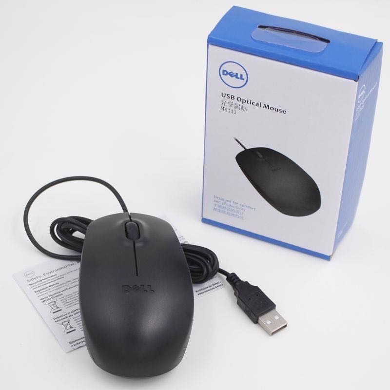 Dell MS111 เมาส์ออปติคอลเล่นเกม USB 3 ปุ่มกด สําหรับสํานักงาน