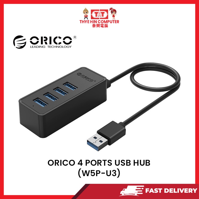 Orico W5P-U3 ฮับ USB 3.0 4 พอร์ต พร้อมสายไมโคร USB 30 ซม.