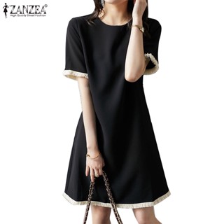 ZANZEA Womens Korean Street Fashion Party Fringe Stitching H-Shaped Dresses