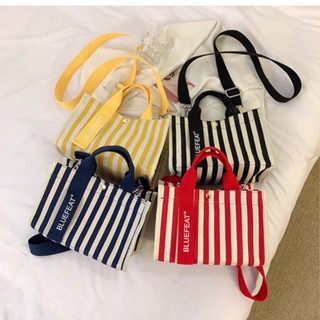 CANVAS BAG MINI STRIPE Shoulder Bag กระเป๋าผ้า  กระเป๋าสะพายผู้หญิง  กระเป๋าสะพายข้าง SC4438