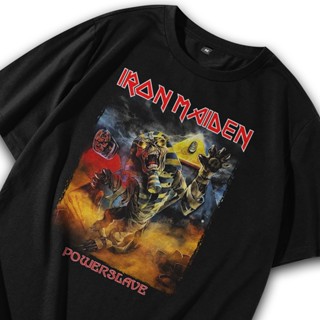 Kaos Musik Kaos Band เสื้อยืดลําลอง แขนสั้น พิมพ์ลายวง Iron Maiden Power Slave สไตล์พังก์ร็อค วินเทจ โอเวอร์ไซซ์ สําหรับผู้ชาย ผู้หญิง พรีเมี่ยม Vol 72