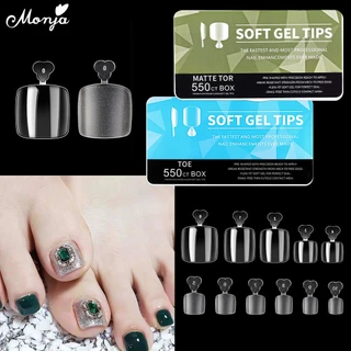 Monja เล็บปลอม แบบใส เนื้อแมตต์ ทรงสี่เหลี่ยม DIY สําหรับตกแต่งเล็บเท้า 550 ชิ้น ต่อกล่อง toenails
