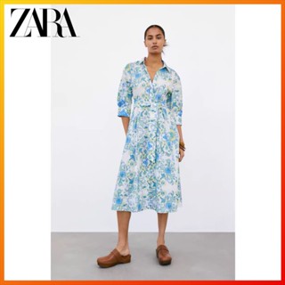 Zara ชุดเดรสเชิ้ต พิมพ์ลาย