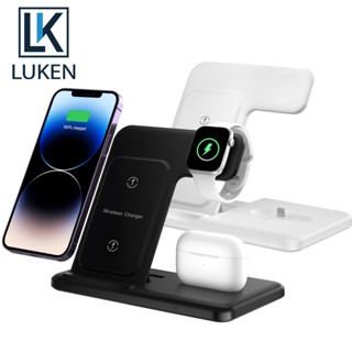 Luken แท่นชาร์จไร้สาย 15W 3 in 1 สําหรับ iP 14 13 12 11 Pro MAX XR 8 App Watch 8 7 6 AirP Pro Watch