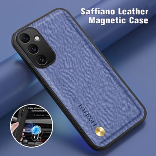 For Samsung Galaxy a54 a 54 A54 A 54 5G Matte Plain Leather Phone Case Magnetic Car Holder Lens Full Protector Back Shockproof Casing Cover