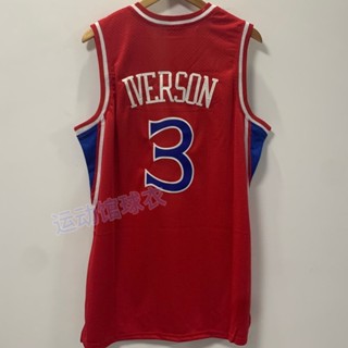 แฟชั่นคลาสสิก Iverson No. เสื้อกีฬาบาสเก็ตบอล ปักลาย NBA 3 76 คน สีแดง สไตล์คลาสสิก 434581