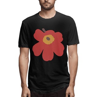 [S-5XL]ขายดี เสื้อเชิ้ต คอกลม ผ้าฝ้ายแท้ ลาย Marimekko Unikko Dark Orange BEimfb61DJhfoj24