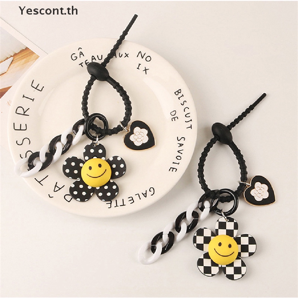 Yescont พวงกุญแจ จี้รูปดอกทานตะวัน หน้ายิ้ม พร้อมจี้รูปหัวใจ