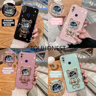 เคส Oppo Realme 3 Pro Case Silicone Liquid Quicksand Astronaut Bracket Stand Soft Cover Phone Casing Cases เคสซิลิโคน ของเหลว ทรายดูด นักบินอวกาศ ขาตั้ง เคสโทรศัพท์ แบบนุ่ม