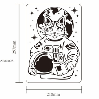 1pc Large Plastic Reusable Drawing Painting Stencils Templates for Painting on Scrapbook Fabric Tiles Floor Furniture Wood Rectangle Space Theme Pattern 297x210mm