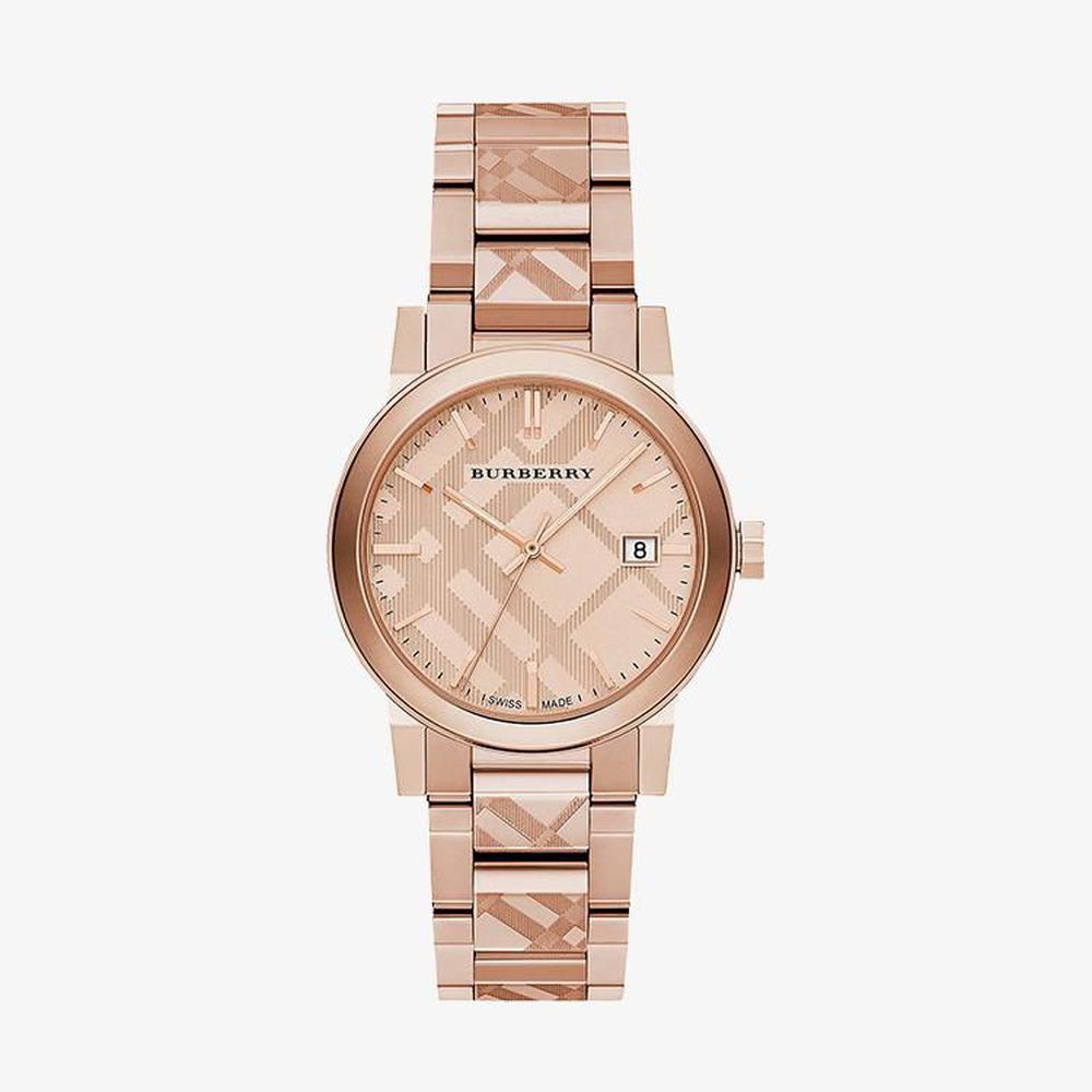 (ของแท้) นาฬิกาข้อมือผู้หญิง Burberry The City Engraved Check Rose Gold BU9039 สินค้าพร้อมส่ง
