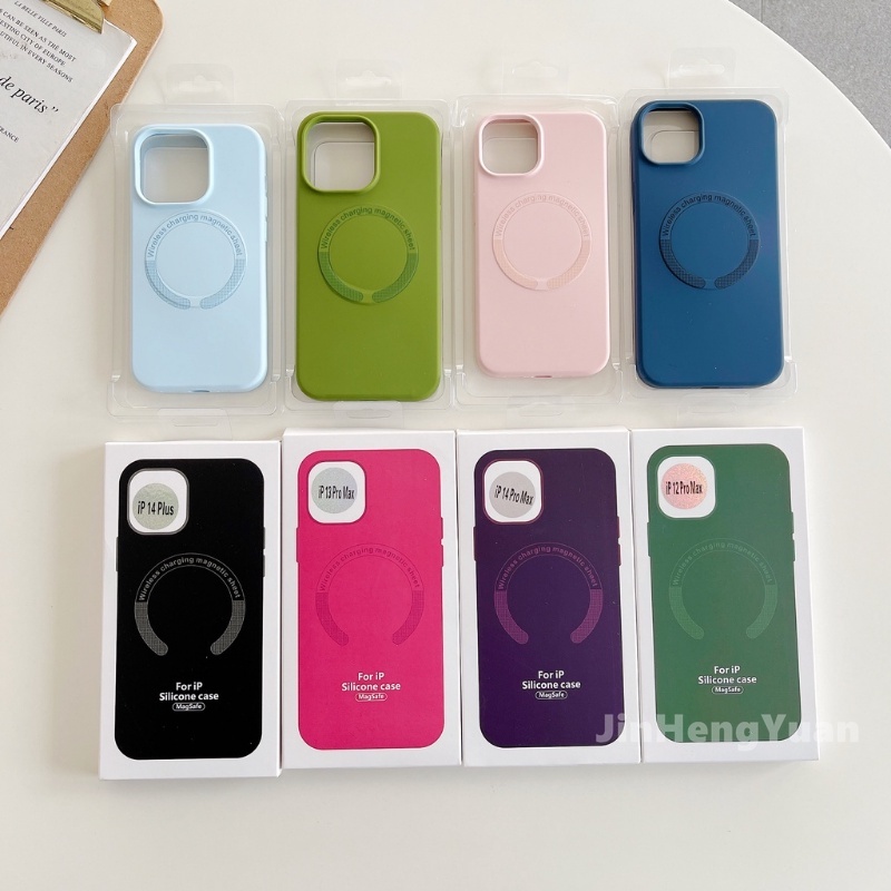 เคสซิลิโคนนิ่ม แบบแม่เหล็ก คุณภาพสูง สําหรับ IPhone 14 13 12 11 Pro Max 14plus