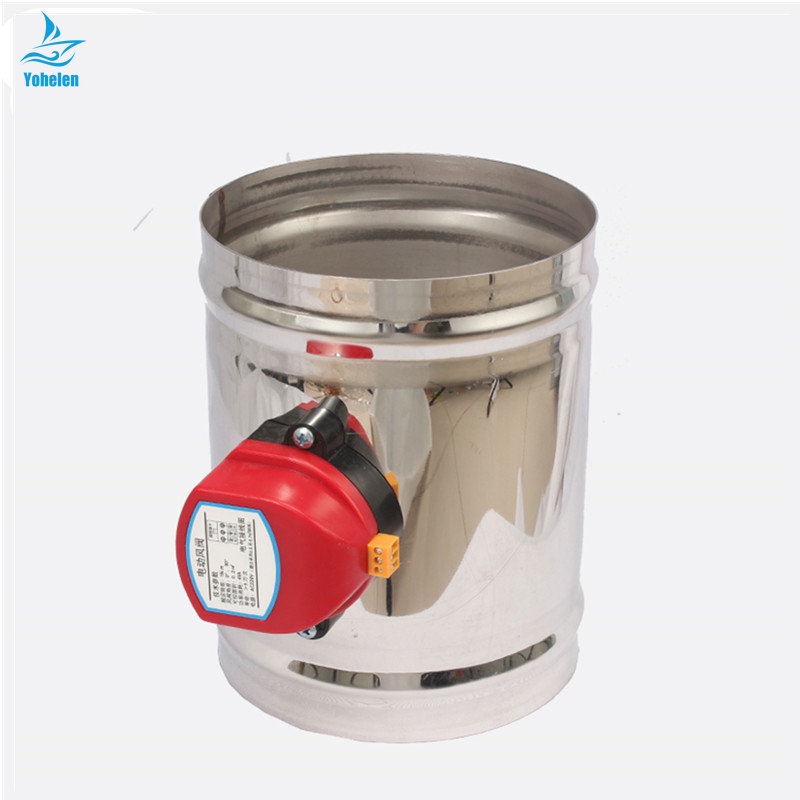 วาล์วแดมเปอร์ท่ออากาศไฟฟ้า สเตนเลส 80 100 125 150 200 มม. HVAC AC220V