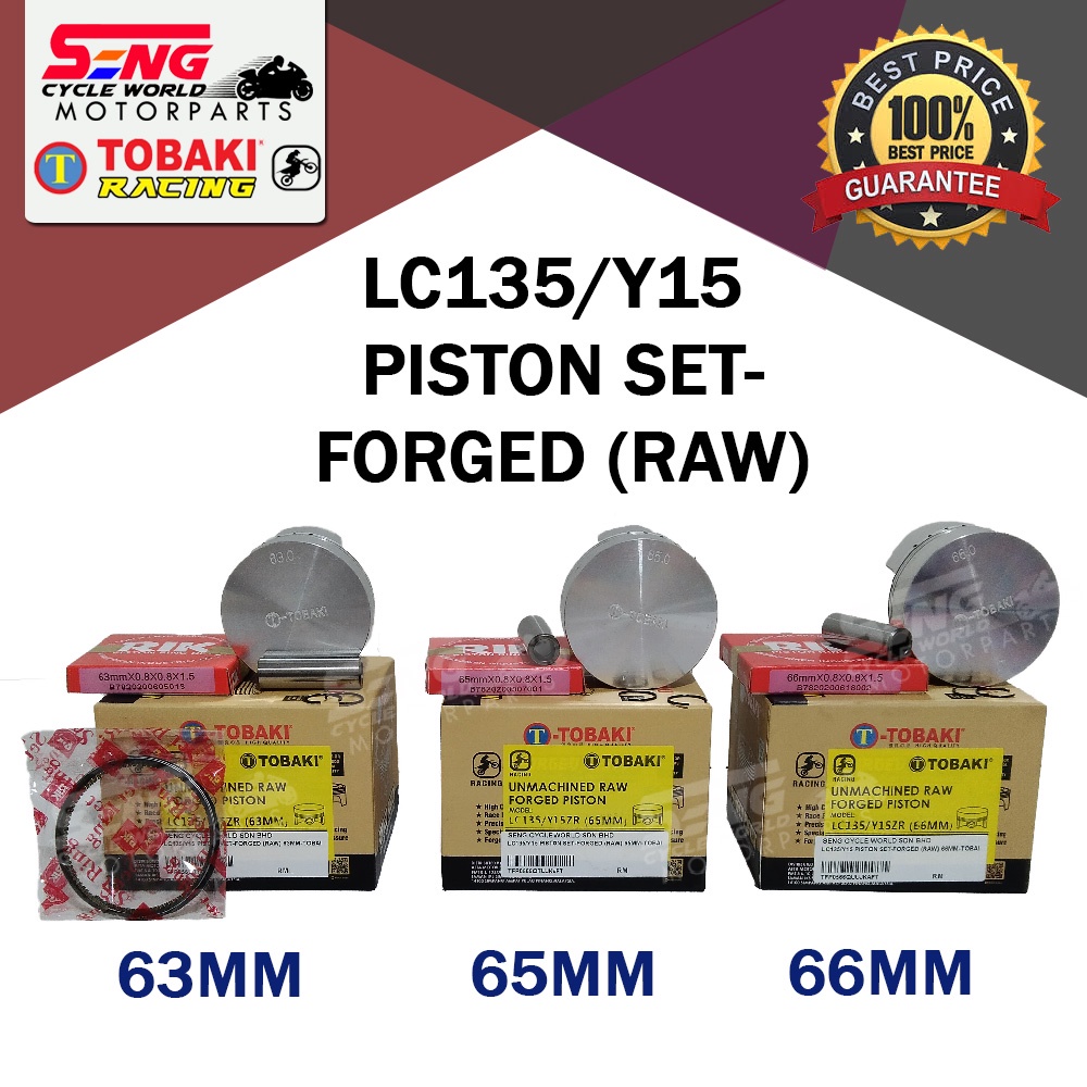 YAMAHA LC135 / Y15 PISTON SET-FORGED (RAW) 63 MM / 65 MM / 66 MM-TOBAKI