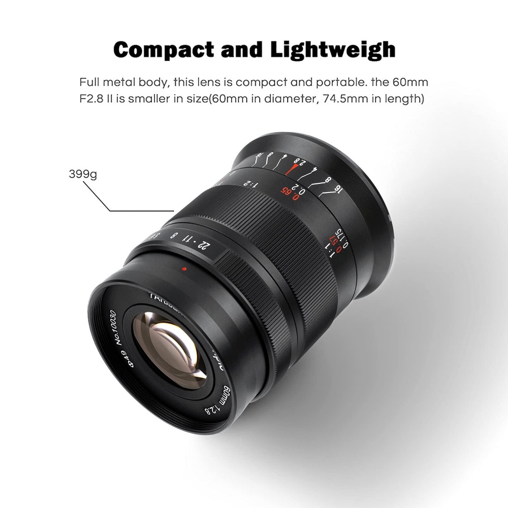 7Artisans 60MM F2.8 II แมนนวลโฟกัส APS-C 1:1 เลนส์มาโครกําลังขยายสําหรับ Canon EOS-M/ Sony E/ Fuji X/ M43/ กล้อง Nikon Z Mount