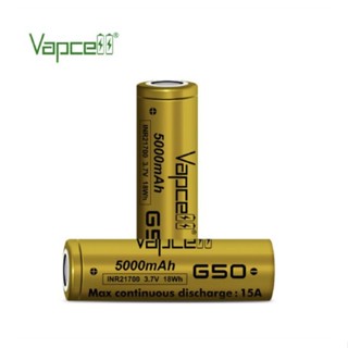 Vapcell G50 INR21700 5000mAh 3.7V แพค2ก้อน แถมกระเป๋าใส่ถ่าน ถ่าน