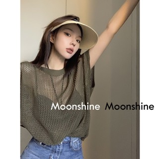 Moon เสื้อครอป เสื้อแฟชั่นผู้หญิง y2k สีพื้น สําหรับผู้หญิง ใส่ไปคลับ ปาร์ตี้ 2023 NEW 23031702