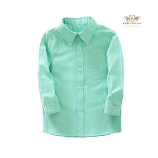 Green Boy Shirt เสื้อเชิ้ตเด็ก สีเขียว แขนยาว ใส่เดี่ยวไปงานกลางวัน หรือใส่กับสูทชุดไปงานกลางคืนได้ ขนาด 100, 110, 12...