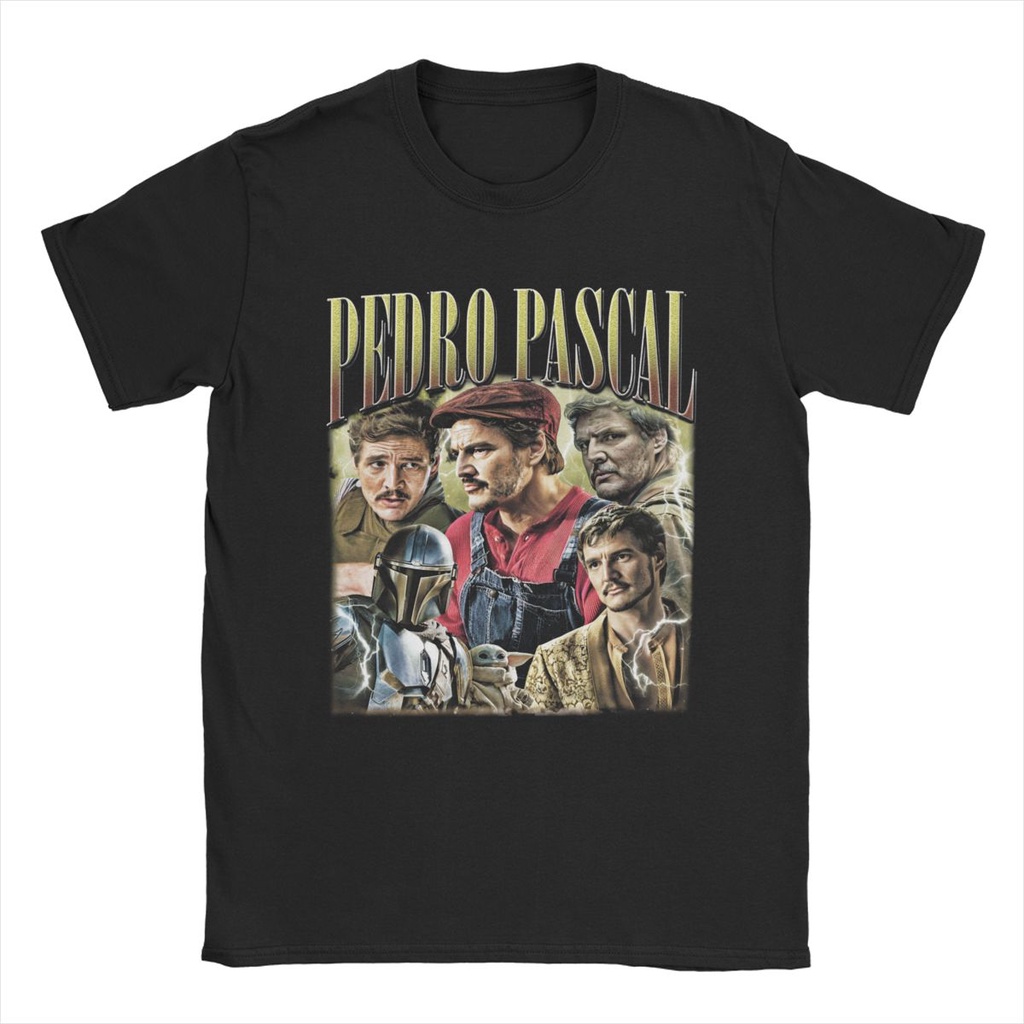 ผู้ชาย Pedro Pascal Vintage 90s Retro สไตล์ T เสื้อ 100% Cotton Tops อารมณ์ขันแขนสั้นคอกลม Tees ผู้ใ