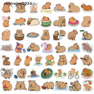 [restrainy] 50Pcs Cute Capybara Sticker Set for Laptop, Guitar, Scrapbook and Journals Gift [TH]