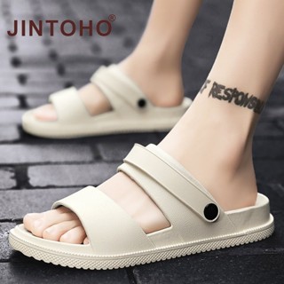 Jintoho 【พร้อมส่ง】รองเท้าแตะ รองเท้าชายหาด กันน้ํา พลัสไซซ์ แฟชั่นฤดูร้อน สําหรับผู้ชาย