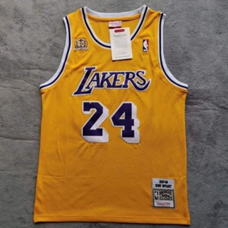 Kobe No. แฟชั่นคลาสสิก เสื้อกีฬาแขนสั้น ผ้าตาข่าย ปักลาย Lakers ครบรอบ 60 ปี 24 ปี แบบแห้งเร็ว สไตล์เรโทร สําหรับผู้ชาย 267881