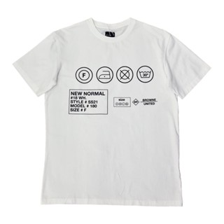 เสื้อยืดผ้าคอตตอน เสื้อยืดผ้าหนา เสื้อไม่ต้องรีด ราคาส่ง ไม่ต้องรีด BROWNE &amp; CO. เสื้อยืด คอตตอน สีขาว CARE LABEL