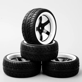 4X Flat Run Tyre Tires &amp; Wheel Rim For HPI HSP RC 1:10 Racing On Road Car D5NWK